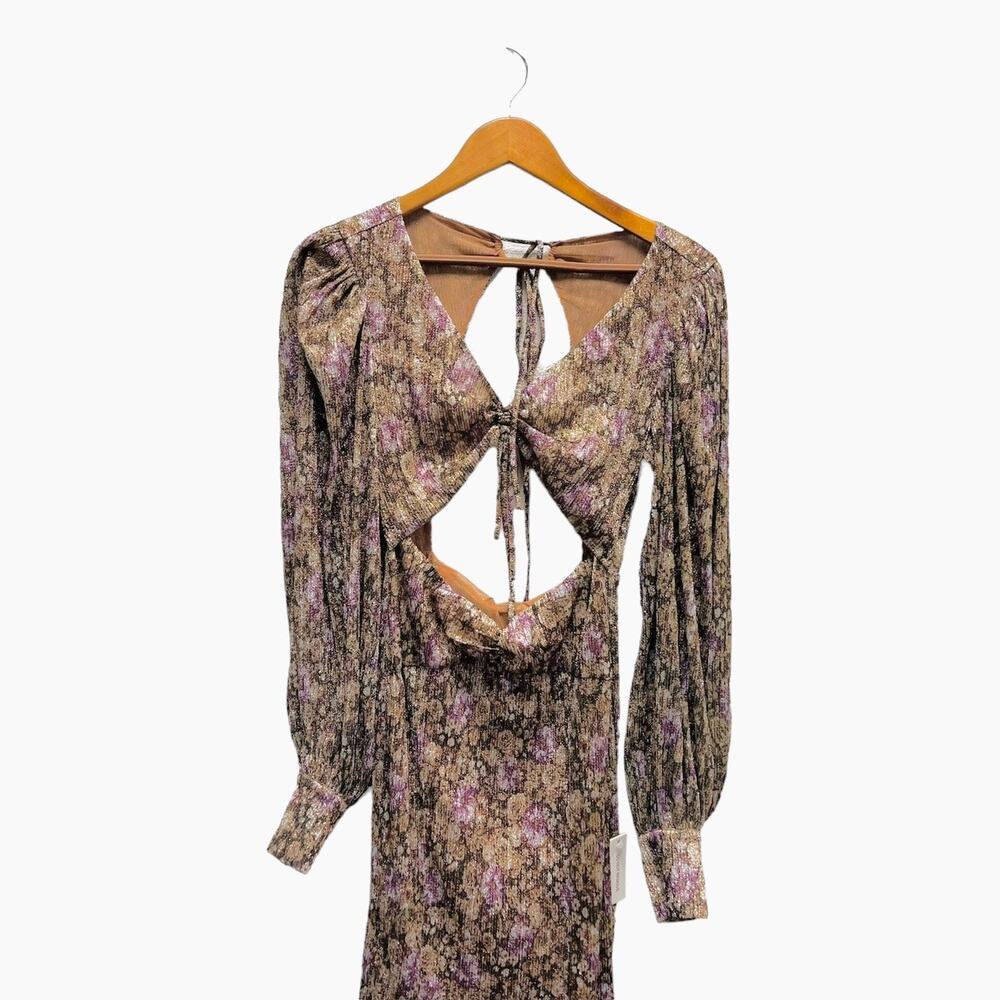NWT For Love and Lemons Wynne Maxi‎ Dress Metallic Women’s Size Small - Picture 6 of 9